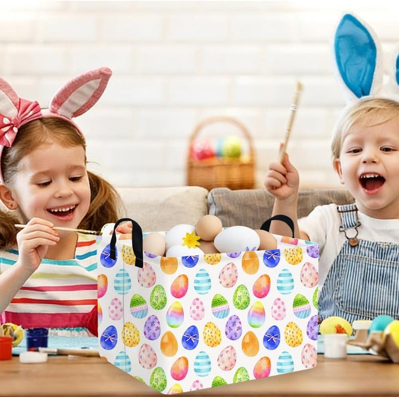 FXOCSHE Rectangular Cute Easter basket,Easter basket empty,Storage Basket for baby Bedroom,Toy Gift Organizerm,Kids Storage Bin,Gift baskets,Easters Home Decor(Blue Easters egg) - Image 3